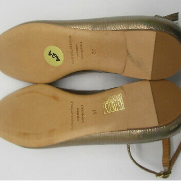 Isabel Marant Etoile Gold Metallic Textured Leather Ballet Flats sz 37 - Picture 5 of 5
